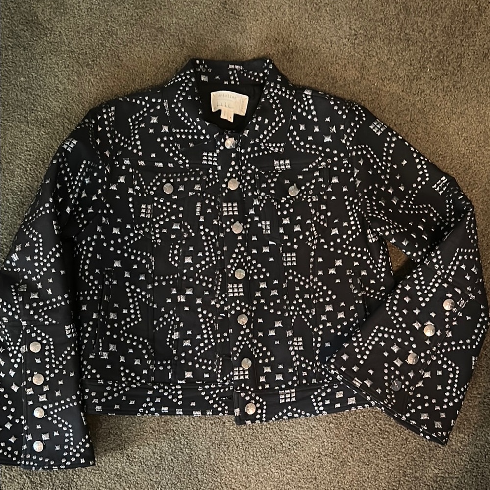 Nicole Miller Artelier black rockstar jacket with bell sleeves